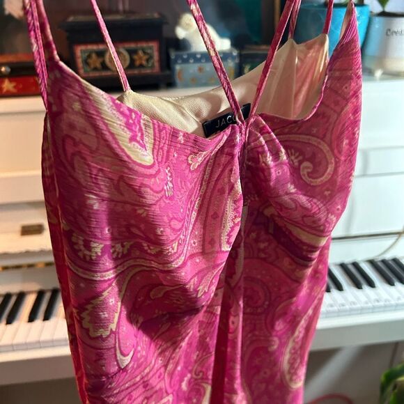 Jacob Pink Y2K Paisley Midi Dress 9/10 - Picture 9 of 16